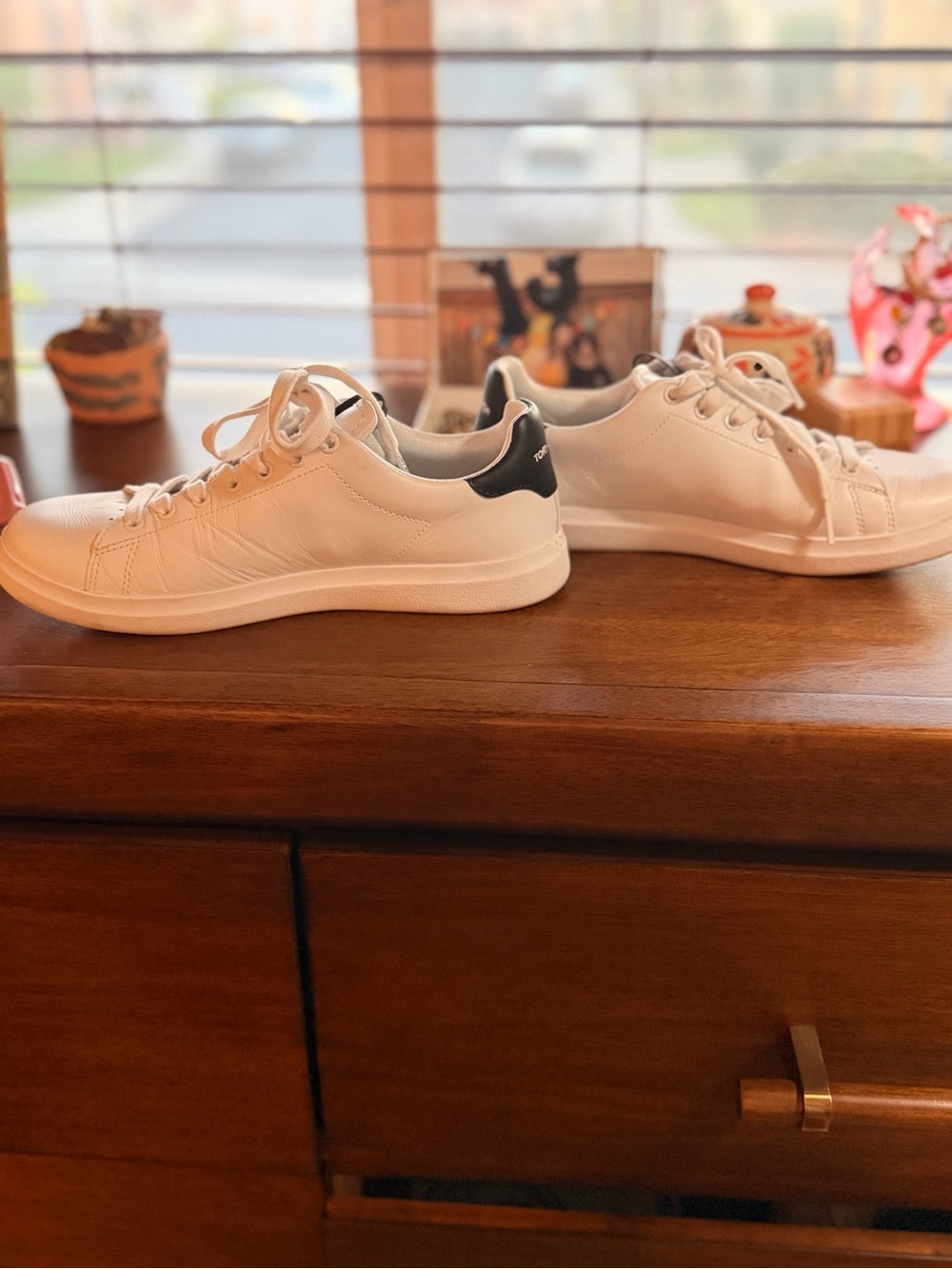 Tory Burch White Leather Sneakers with Black Heel Accent - Picture 8 of 10